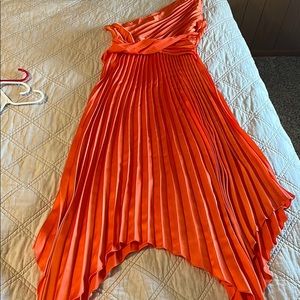 One shoulder, pleated asymmetrical dress